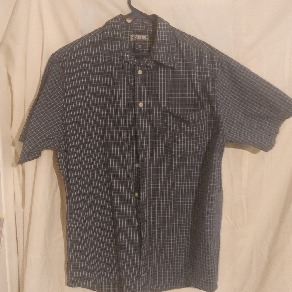 Structure Button Down Short Sleeve Dress Shirt Men's Medium 100% Cotton Like New